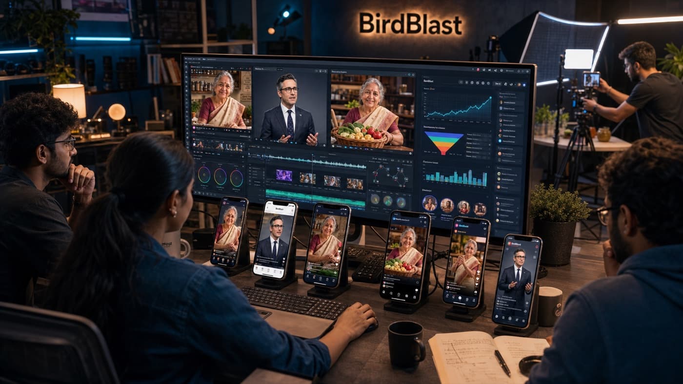 BirdBlast AI influencer video studio concept